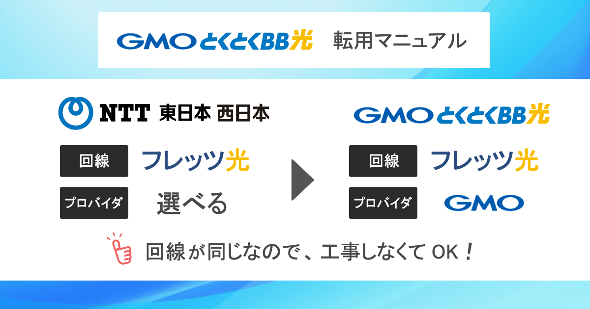 フレッツ光からGMOとくとくBB光へ転用する流れを徹底解説！